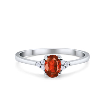 Oval Cut Wedding Ring Simulated Garnet CZ 925 Sterling Silver